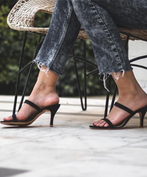 Black Stiletto Heeled Sandals With 